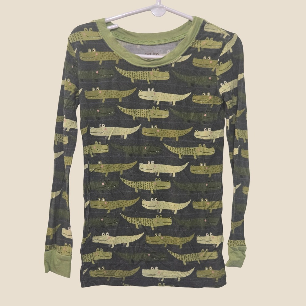 Little Sleepies Later Gator Alligator Bamboo Pajama Top Kids Size 5/6 Green Grey